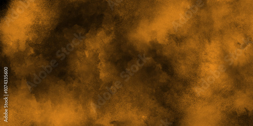 Colorful powder explosion on black background, Orange Fog or smoke color isolated background for effect, Texture of a orange brown concrete as a background, brown grungy wall.