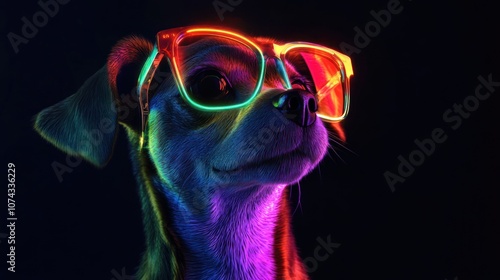 Cool Dog Wearing Neon Sunglasses