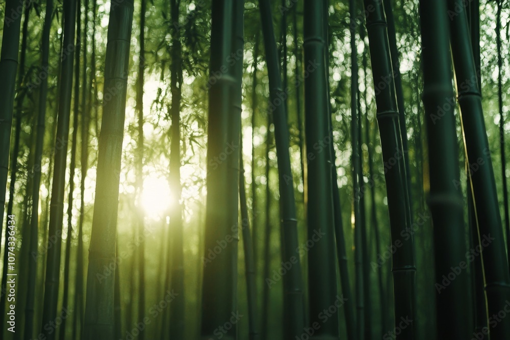 Breathtaking Bamboo Forest with Luminous Sunlight Cascading Through the Verdant Canopy Breathtaking Bamboo Forest with Luminous Sunlight Cascading Through the Verdant Canopy