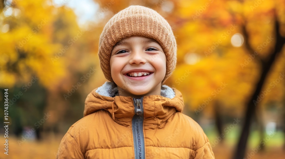 A smiling child in a cozy autumn outfit surrounded by colorful fall foliage. A smiling child in a cozy autumn outfit surrounded by colorful fall foliage.