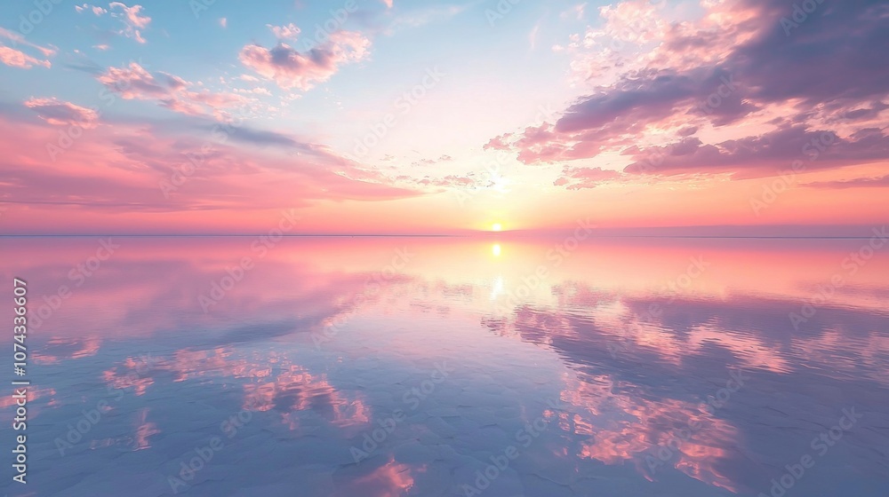 Breathtaking Sunset Reflection on Endless Tranquil Waters Breathtaking Sunset Reflection on Endless Tranquil Waters
