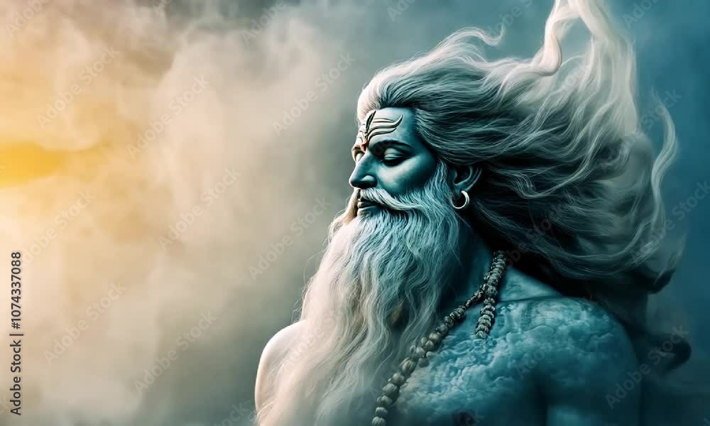 Mystical sage in smoke: ethereal spirit with serene expression Mystical sage in smoke: ethereal spirit with serene expression