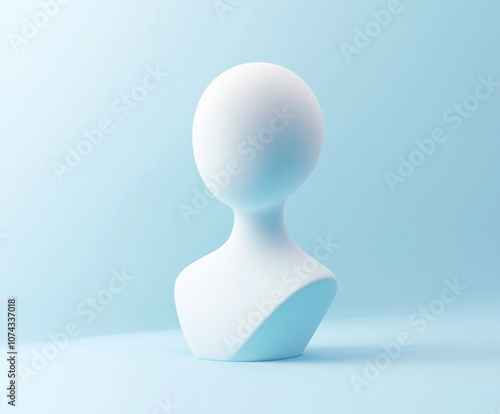 3D minimalistic blue avatar icon character