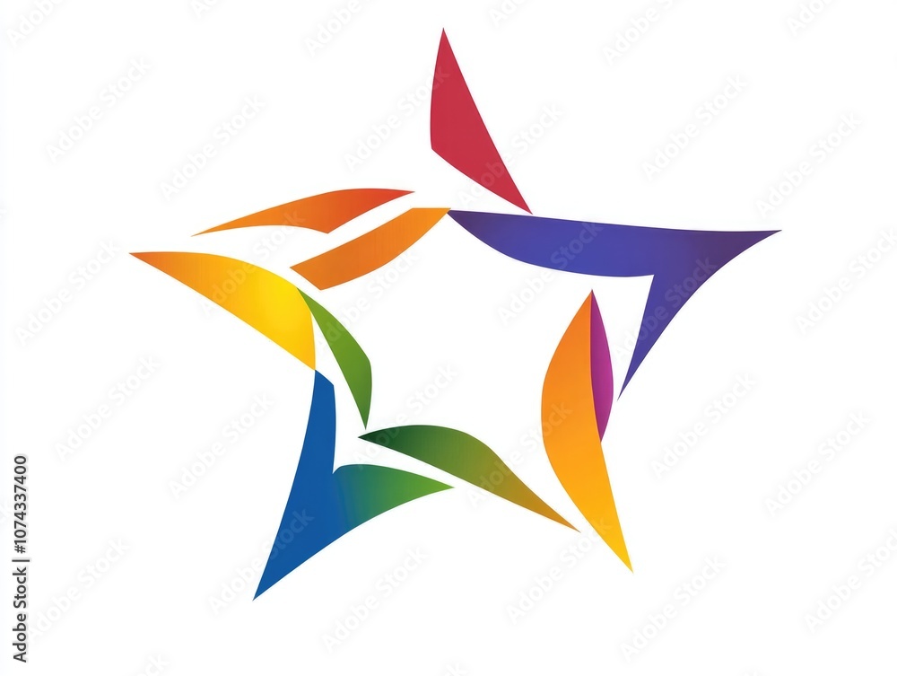 Colorful star logo on white Colorful star logo on white