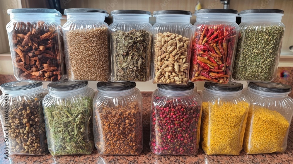 Colorful Collection of Various Culinary Spices