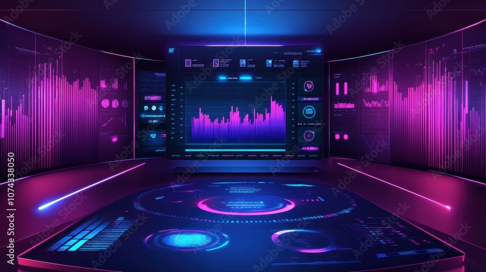 Futuristic Data Visualization in Neon Colors Futuristic Data Visualization in Neon Colors