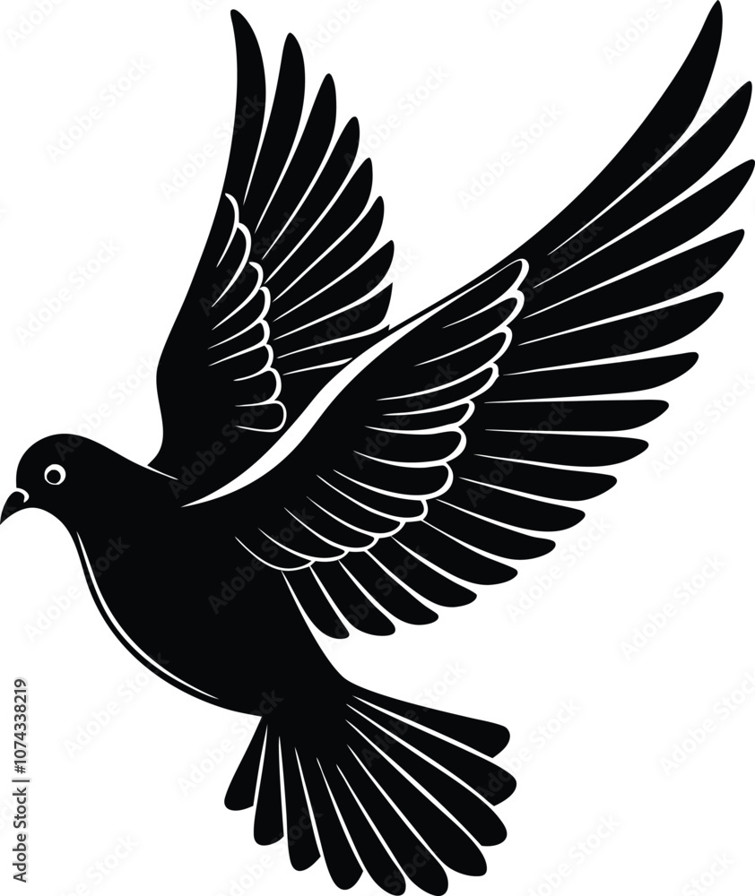 Obraz premium Dove Is Flying Vector Art, Illustration with Plane Icon Logo