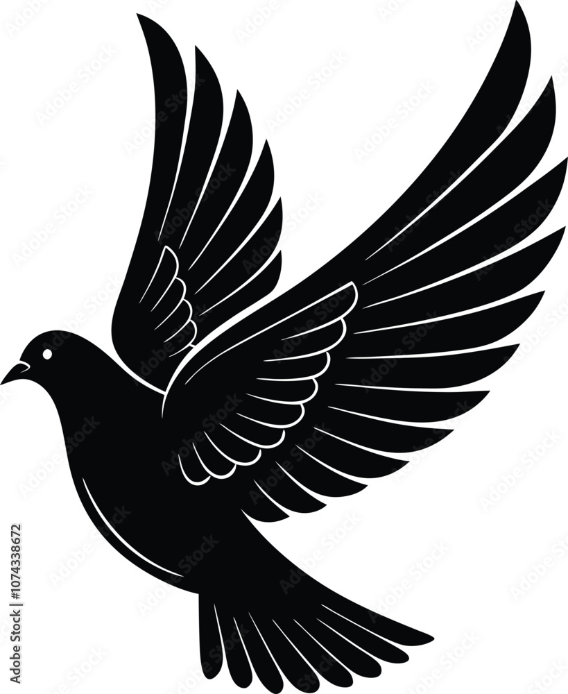 Obraz premium Dove Is Flying Vector Art, Illustration with Plane Icon Logo