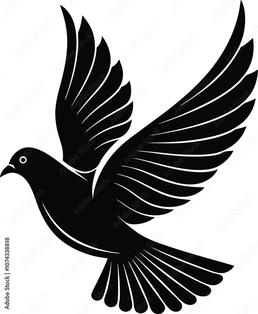 Obraz premium Dove Is Flying Vector Art, Illustration with Plane Icon Logo