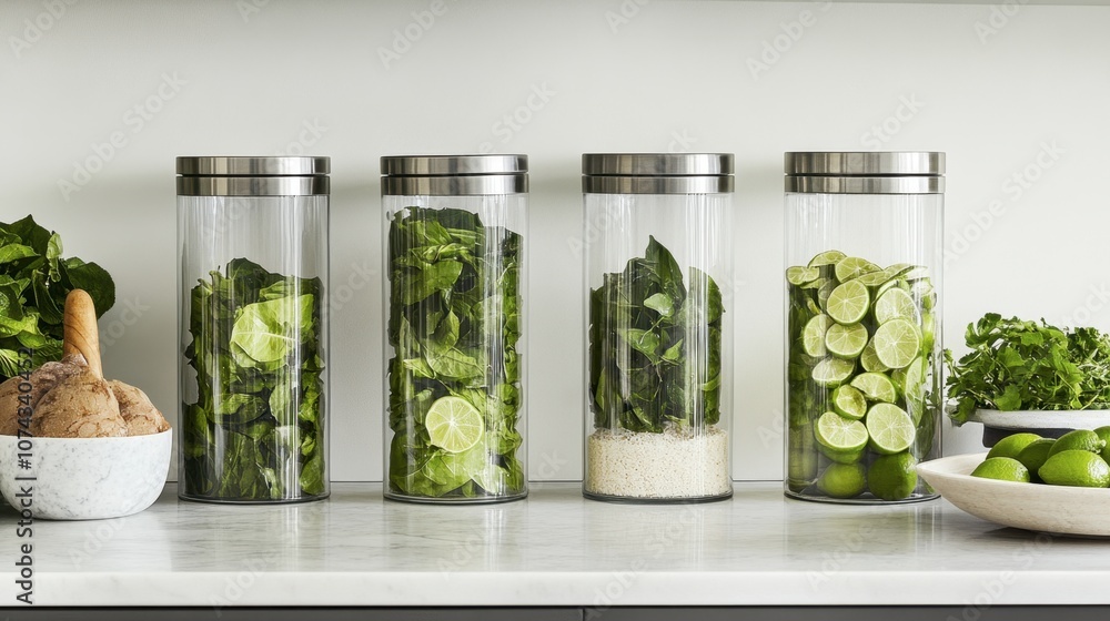 Fresh Ingredients in Transparent Storage Containers Fresh Ingredients in Transparent Storage Containers
