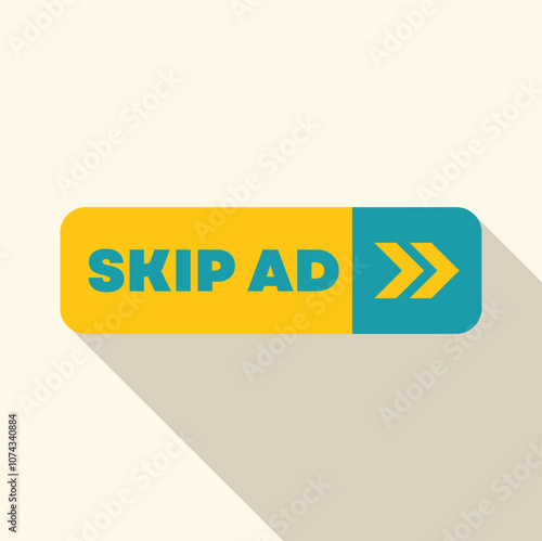 Skip ad button with arrow pointing to the right allowing users to bypass commercial