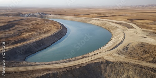 Aerial Photo of a Newly Formed Lake in a Desert Landscape