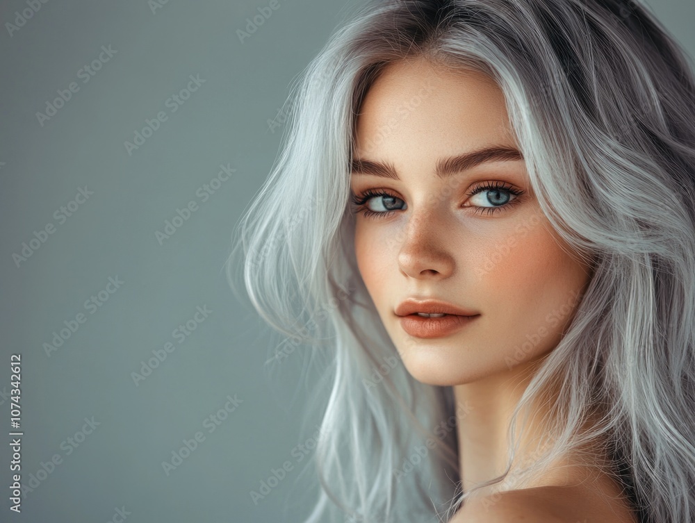Naklejka premium Woman with grey hair