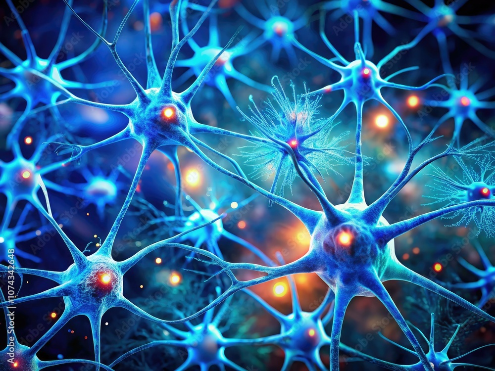 Innovative tilt-shift photography transforms blue neuron cells into a creative exploration of brain science, biology, and medical research, merging art with scientific representation. Innovative tilt-shift photography transforms blue neuron cells into a creative exploration of brain science, biology, and medical research, merging art with scientific representation.