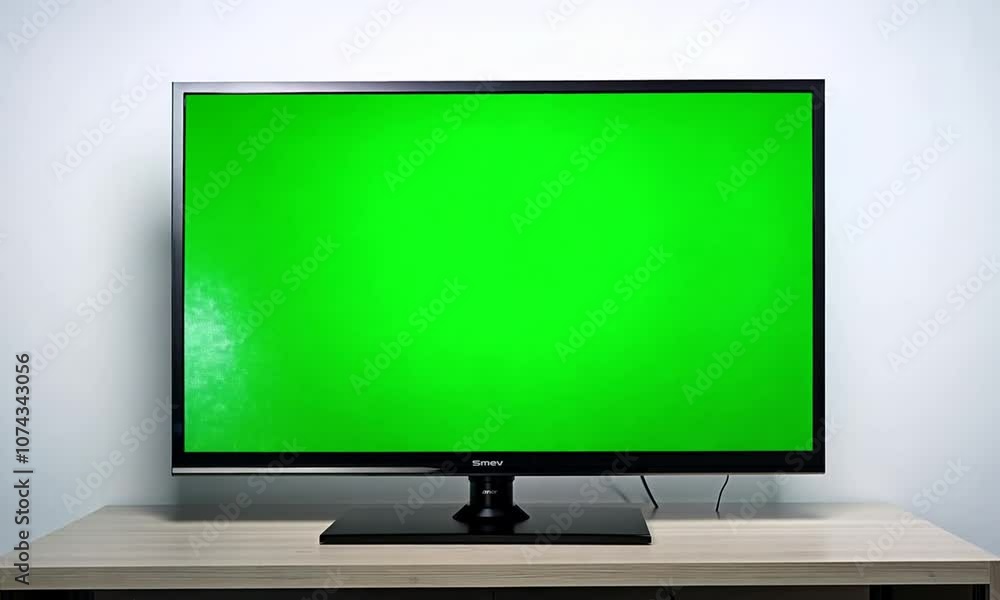 Tv with green screen on white background. Generative AI Tv with green screen on white background. Generative AI