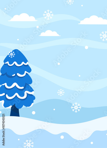 Flat winter season vertical background vector illustration
