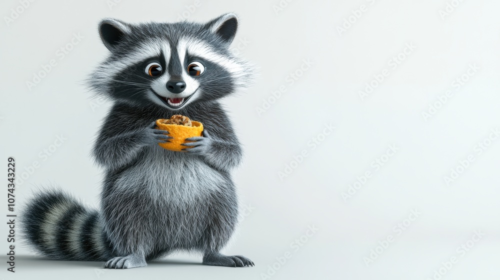 Playful 3D Cartoon Raccoon with Bushy Tail Playful 3D Cartoon Raccoon with Bushy Tail