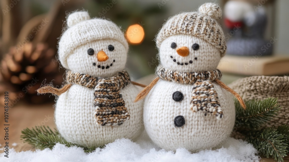 Obraz premium Charming Knitted Snowmen Decor for Winter Season