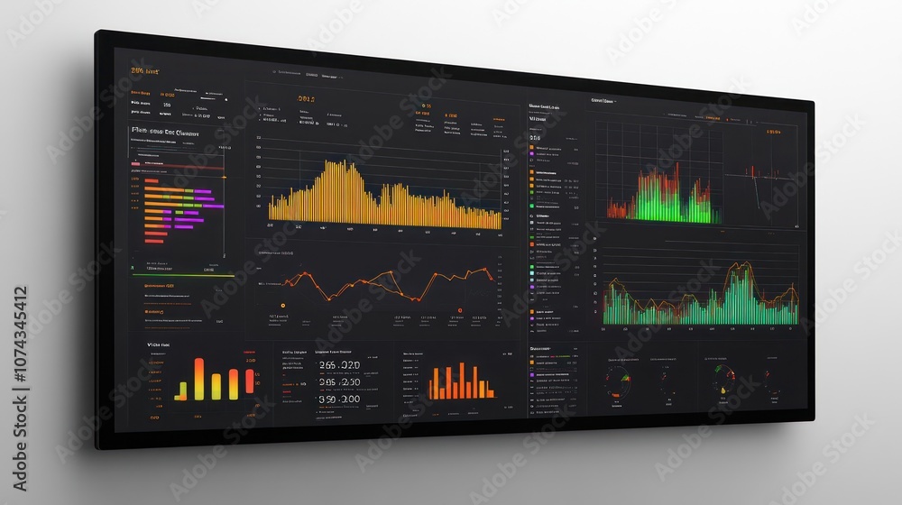 A data dashboard displaying analytics with various graphs and metrics for analysis. A data dashboard displaying analytics with various graphs and metrics for analysis.