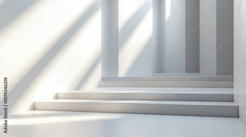 Fototapeta premium Simple background with a gradient from light grey to soft white, creating depth in a minimalistic way