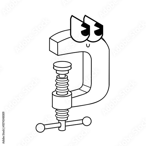 Doodle cute character illustration sticker clamp outline