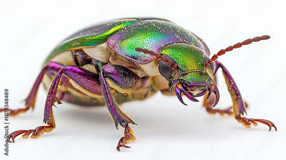 Fototapeta premium Green and Purple Jewel Beetle Closeup