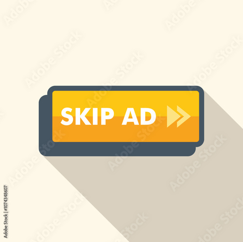 Yellow skip ad button with a double arrow, symbolizing the ability to bypass advertising content