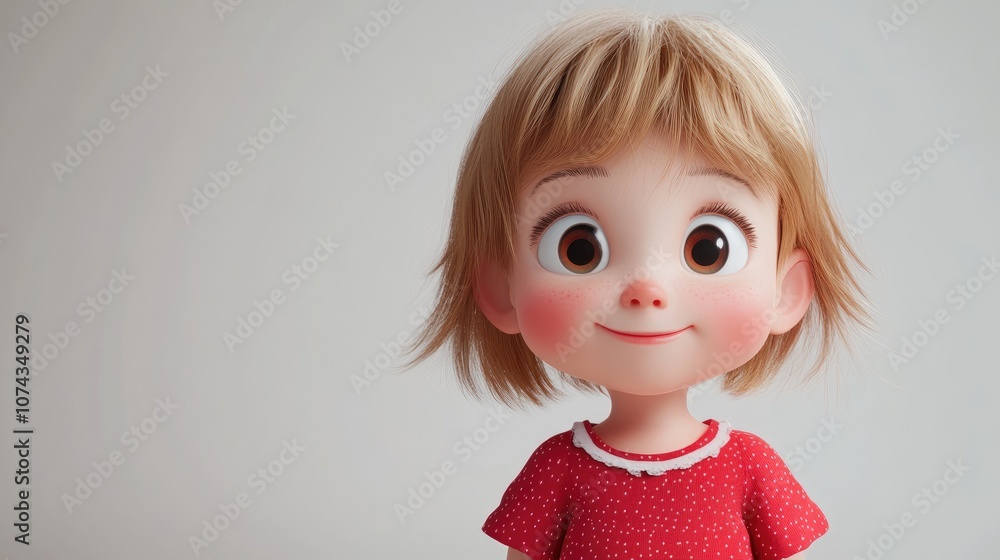 Adorable baby girl wearing a vibrant red dress against a clean white background perfect for children s apparel advertising Adorable baby girl wearing a vibrant red dress against a clean white background perfect for children s apparel advertising