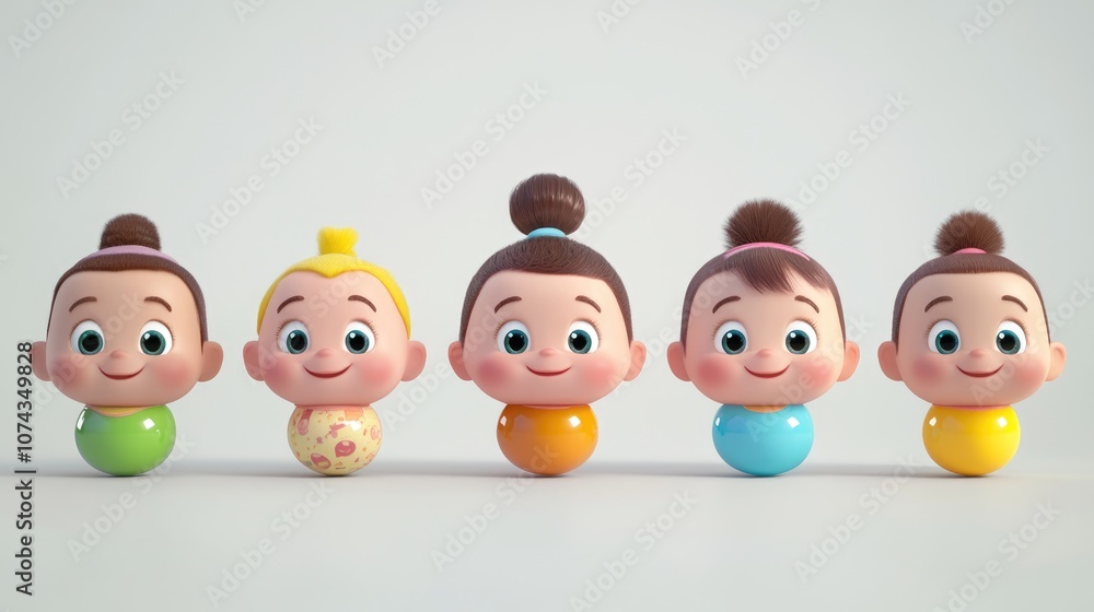 Adorable set of cute babies posed against a white background perfect for family oriented content Adorable set of cute babies posed against a white background perfect for family oriented content