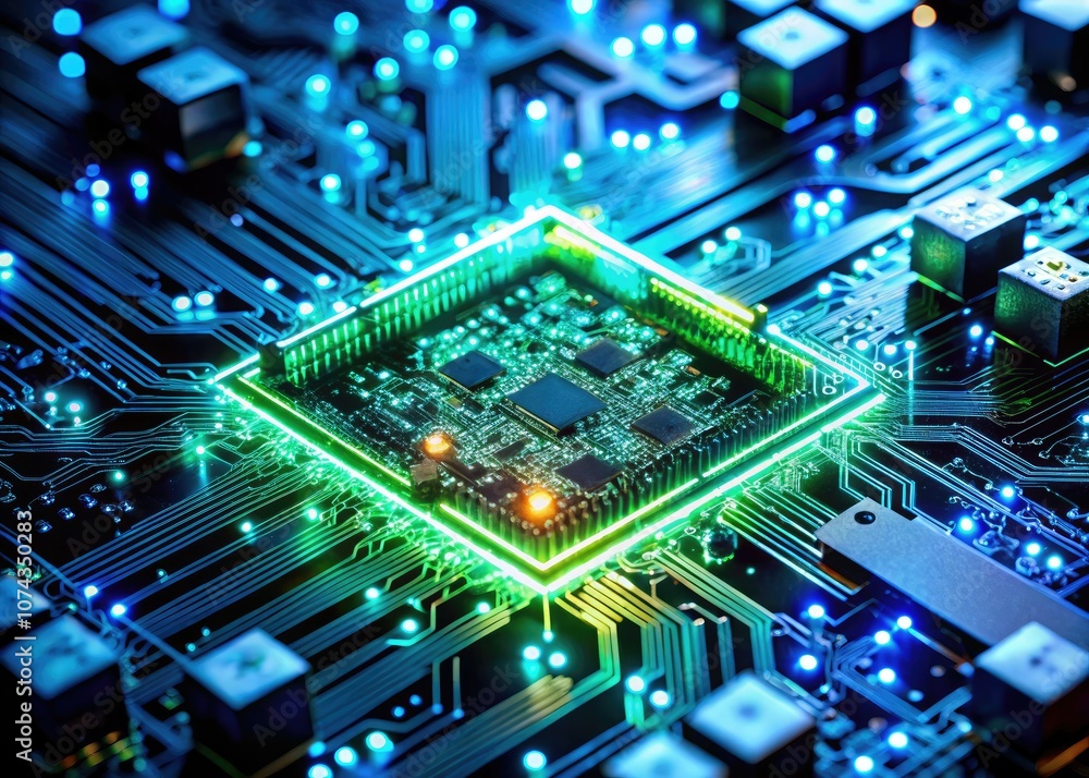 Long Exposure of Computer Processors and Motherboard Chips in a Digital Concept Long Exposure of Computer Processors and Motherboard Chips in a Digital Concept