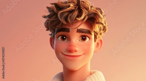 3D Cartoon Style Dashing Young Guy with Trendy Hair and Flawless Skin Posing Cheerfully Close Up Illustration