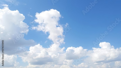 Fluffy white clouds softly float in a clear blue sky  creating a peaceful and serene background  sky  daytime