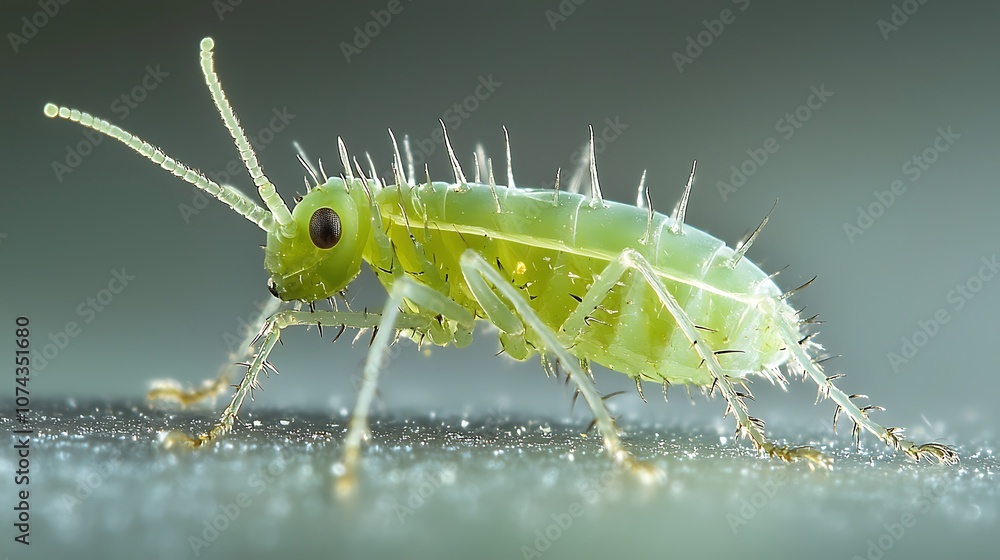 Green Insect Macro Photography Close up Spiky Legs Green Insect Macro Photography Close up Spiky Legs