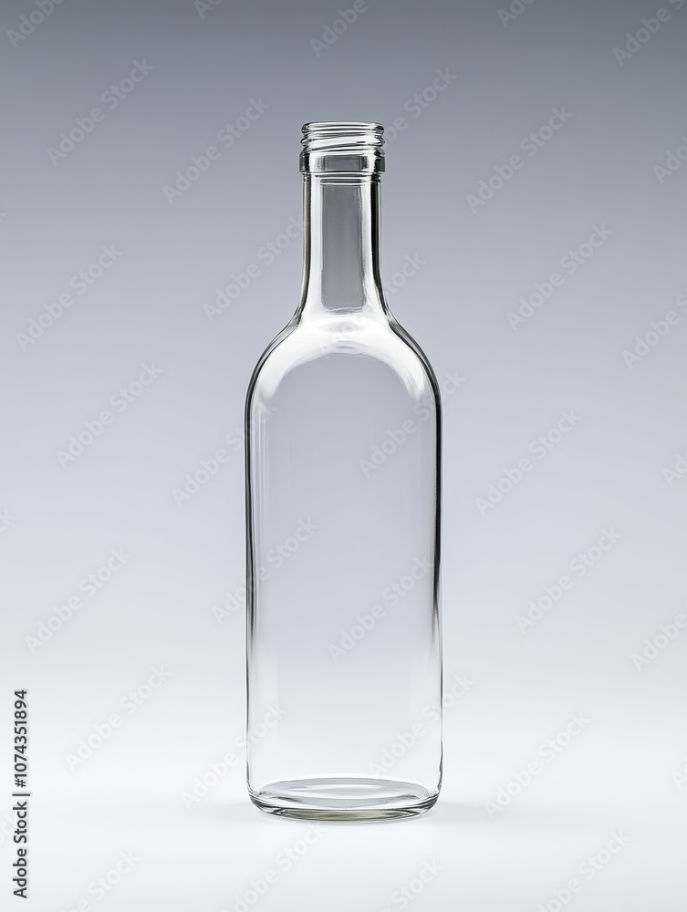 Transparent glass bottle ready for creative use in beverage presentation and packaging design Transparent glass bottle ready for creative use in beverage presentation and packaging design