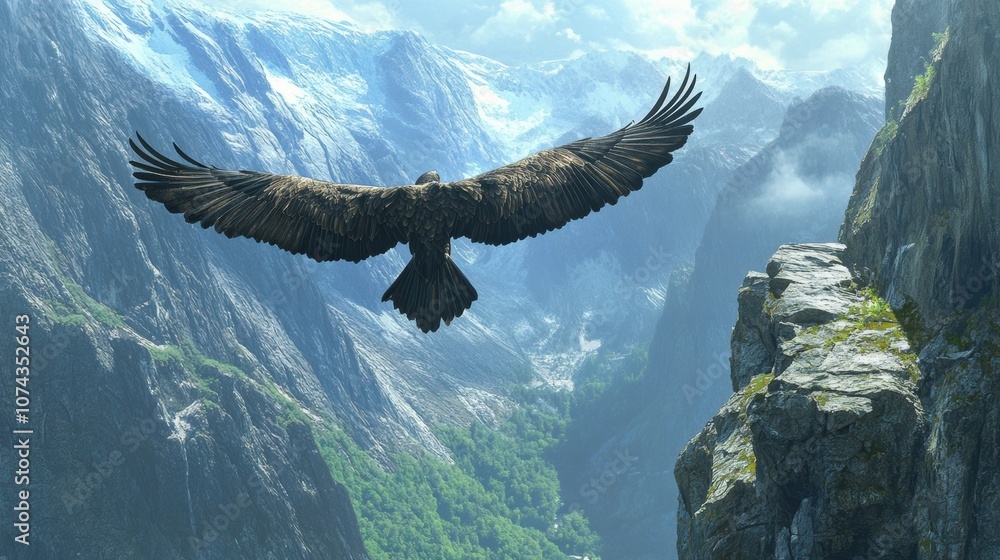 Majestic Eagle Soaring Over Rugged Mountains Majestic Eagle Soaring Over Rugged Mountains