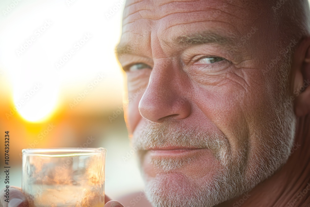 A man holding a glass of water in his hand A man holding a glass of water in his hand
