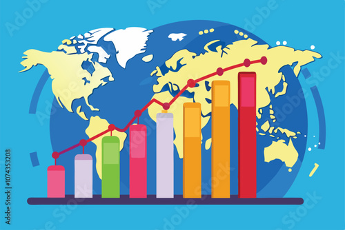 The visual displays a global sales data chart indicating stagnant growth in various markets for 2023, Global sales data, no growth shown