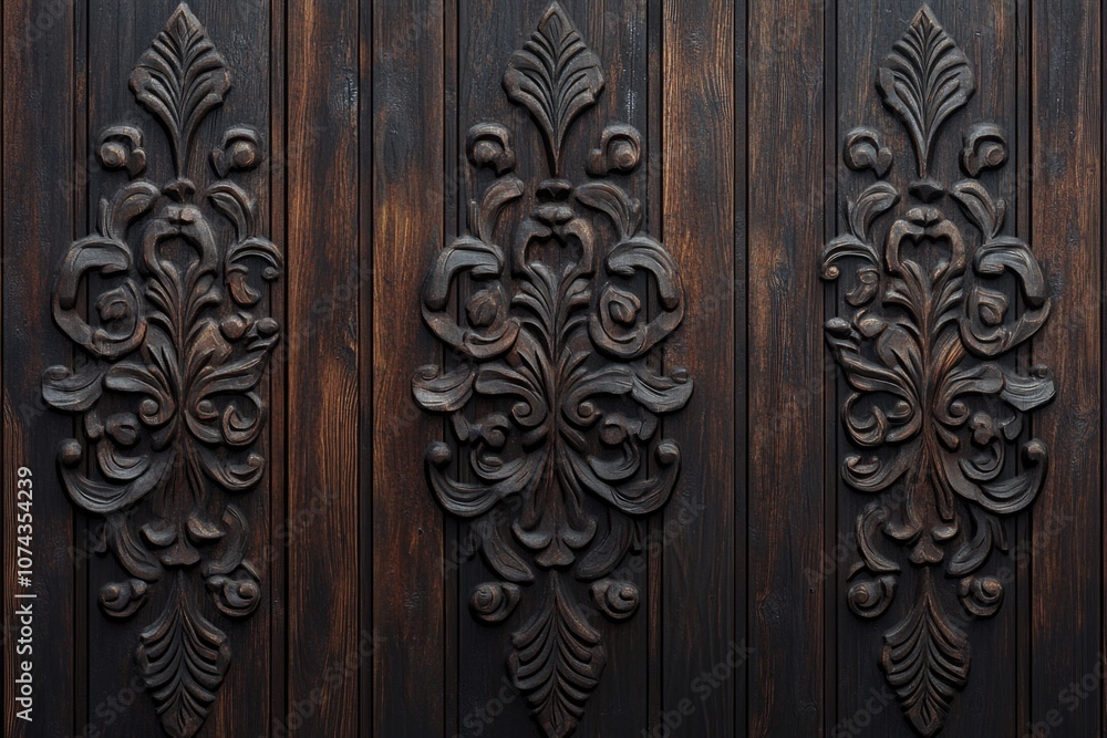 Wooden door with carvings Wooden door with carvings