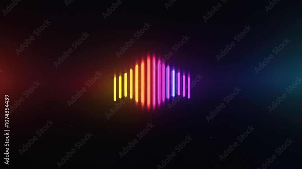 Colorful Sound Wave Icon on Dark Background Colorful Sound Wave Icon on Dark Background