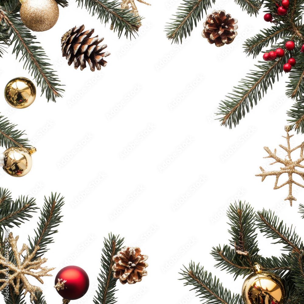 Christmas Ornaments and Holiday Greenery Frame Christmas Ornaments and Holiday Greenery Frame