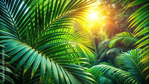 Lush Tropic Leaf Palm in Vibrant Greenery for Tropical Nature Photography