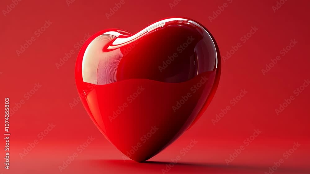 A red heart sits on a red surface A red heart sits on a red surface