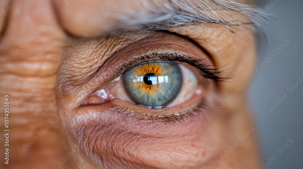 A close up of an older woman's blue eye A close up of an older woman's blue eye