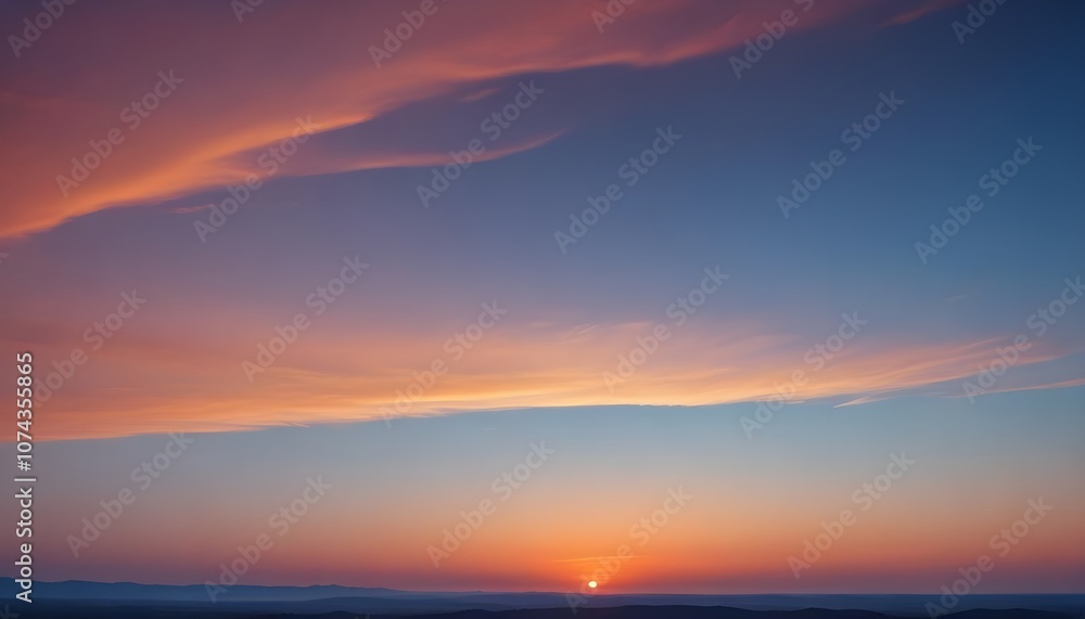 Beautiful sky with soft gradient colors transitioning from blue to vibrant orange at sunset time
Beautiful sky with soft gradient colors transitioning from blue to vibrant orange at sunset time