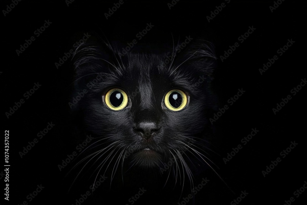 Black cat with bright eyes Black cat with bright eyes