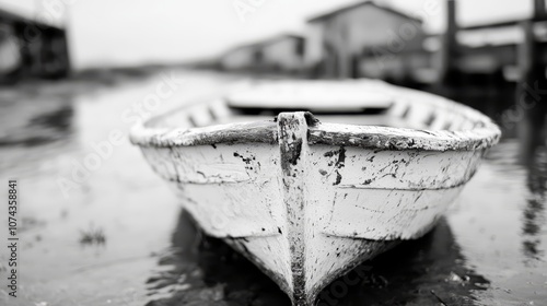 A small white boat sitting on top of a body of water