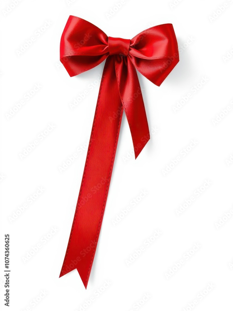 Realistic red ribbon and bow with delicate folds and shading, ribbon, festive Realistic red ribbon and bow with delicate folds and shading, ribbon, festive