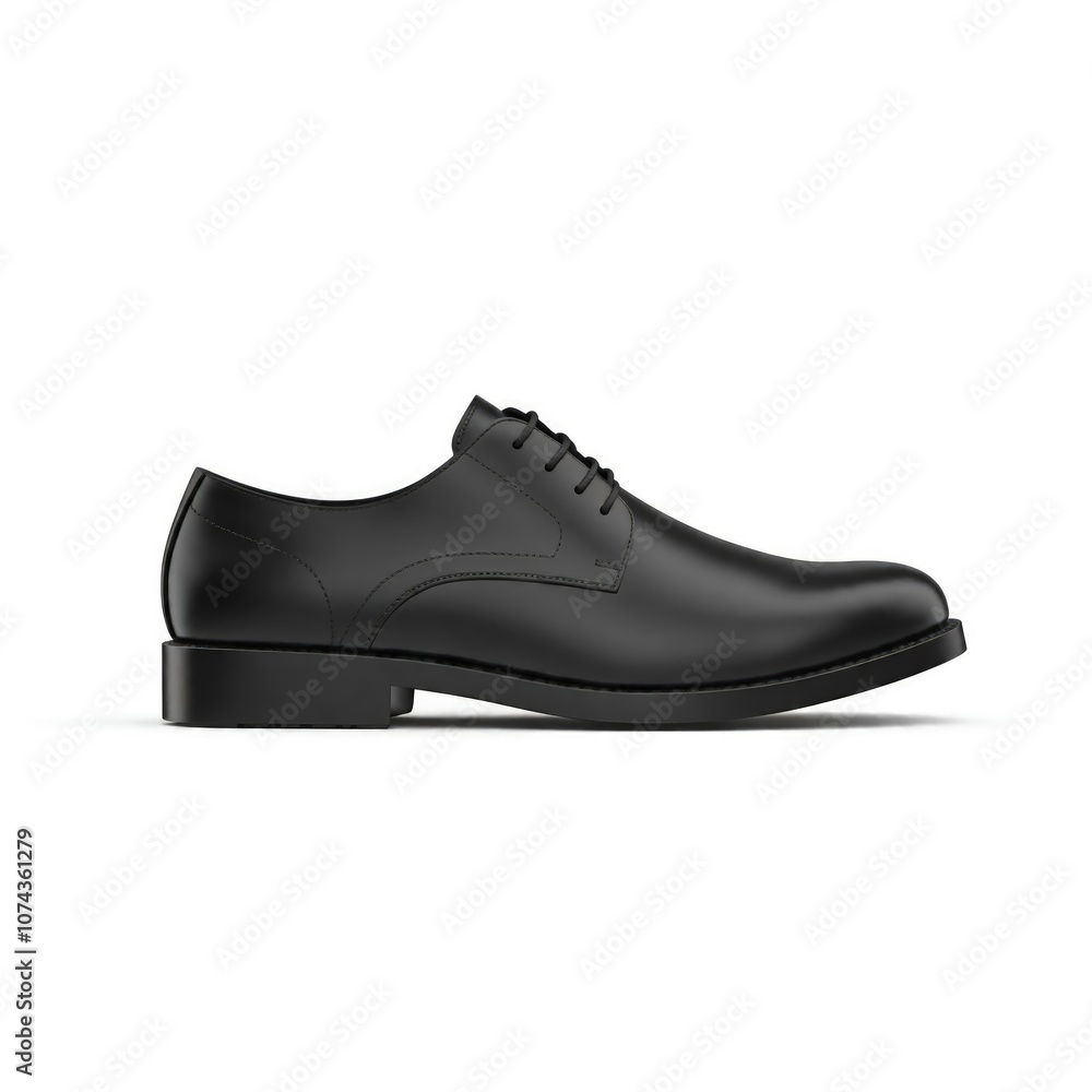 A sleek black leather dress shoe with a low heel and lace-up design, shown in a side profile view against a white background. A sleek black leather dress shoe with a low heel and lace-up design, shown in a side profile view against a white background.