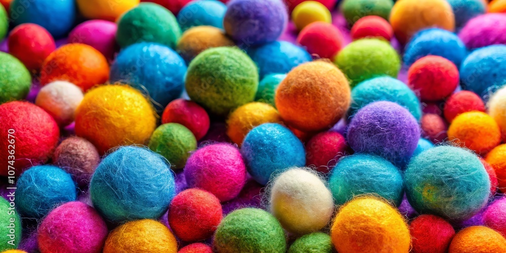 Playful Arrangement of Colorful Felt Balls in a Vibrant Pattern for Craft Enthusiasts and Creative Projects Playful Arrangement of Colorful Felt Balls in a Vibrant Pattern for Craft Enthusiasts and Creative Projects