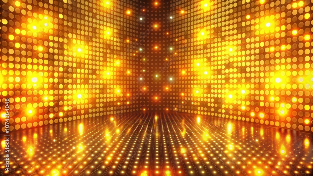 Abstract loop glowing yellow orange disco wall with bright light bulbs abstract background, disco, wall, abstract, loop Abstract loop glowing yellow orange disco wall with bright light bulbs abstract background, disco, wall, abstract, loop